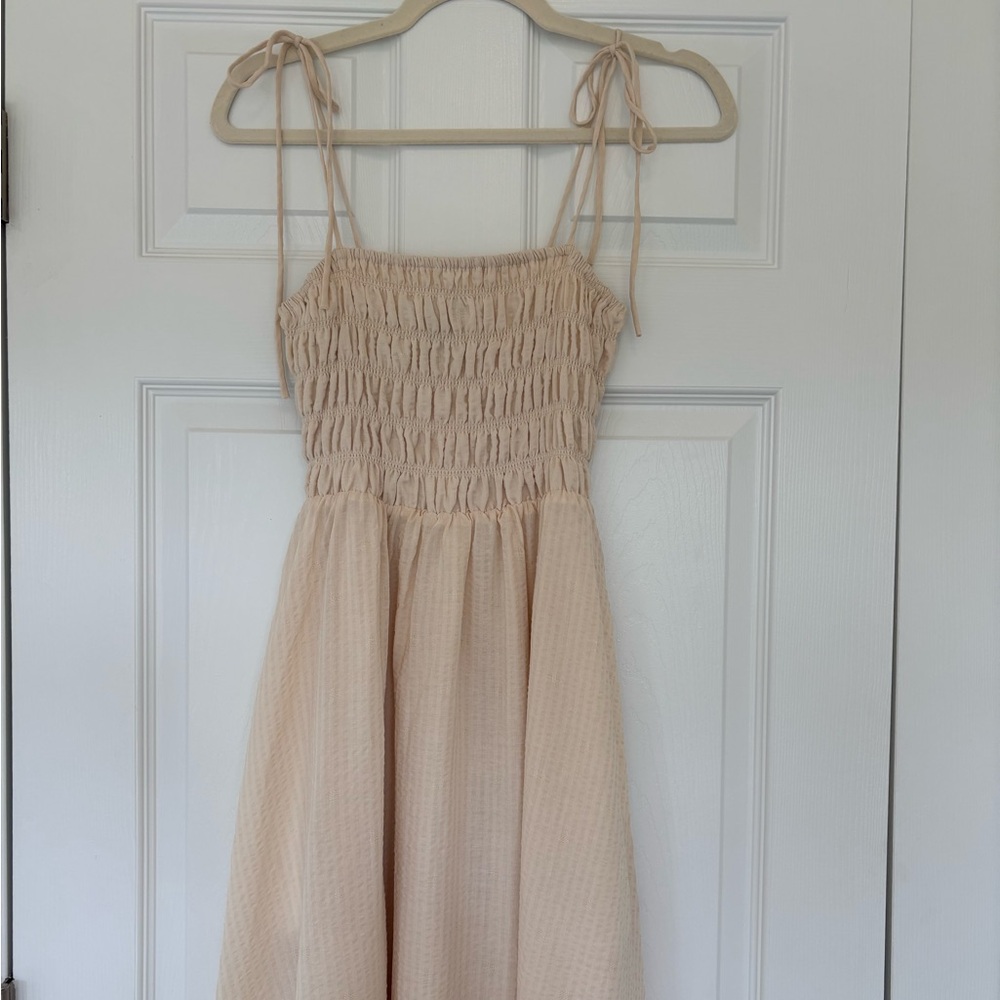 NWT Beige Smocked Dress